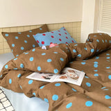 Polka Dot Bedding Set Blue Red Dots With Pillowcases  For Teen Girls Women Cozy Bedroom Decor Full Queen Size