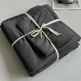 Ins Pure Washed Cotton Four-piece Bedding Set Pure Cotton 100 Solid Color Quilt Cover Set Bedding Three-piece Set