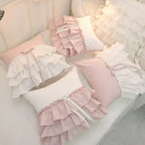 New Korean Style Ruffle Pillow Lace Bow Dormitory Hug Pillow Detachable Home Decoration Bedroom Girl Creativity Handmade Pillow