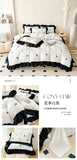 Rose Flowers Embroidery Ruffle Lace Bedding Set Washed Cotton Duvet Cover Set Skin Friendly Bed Sheet Pillowcases Princess Style