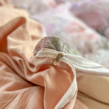 100% Cotton Double-layer yarn Bedding Set Vintage Chic Flowers Wide Chiffon Ruffle Edge Duvet cover Bed Sheet Pillowcases 4Pcs