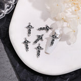 10PCS Gothic Style 3D Alloy Nail Art Charms Skeleton Cross Accessories Parts For Halloween Nail Decoration Design Supplies Tool