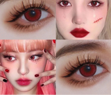 2PCS  Red Color Contact Lenses Large Diameter 14.5mm Myopia Degree Colored Lens Blue Beauty Pupil Makeup One Year Use
