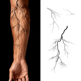 1 Sheet Arm Black Lightning Tattoo Sticker Waterproof Lasting Temporary Tattoo