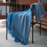 New Knitted Throw Blanket Household Grid Diamond Shaped Sofa Decorative Bed Blanket Bed Tail Towel Luxury Bedspread Travel Shawl