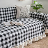Black White Cotton Sofa Cover Blanket Sofa Towel for Living Room Furniture Decor Tapestry Couch Cover for Sofas
