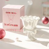 1Pc Footed Ceramic Dessert Bowl 180ml, Small Ice Cream Yogurt Cereal Fruit Salad Pudding Bowl for Home Kitchen, Gift Box