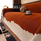 High-End Contrast Sofa Towel with Tassels All-Inclusive Anti Cat Scratch Sofa Cover Soft Four-Season Universal Couch Covers