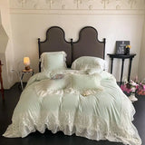 Ruffle Chiffon Lace Duvet Cover Set  2Pcs Pillowcases Sweet Cute Princess Style Bedding set Ultra Soft and Light Weight