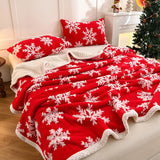 New Christmas Snowflake Fleece Blanket Double Layer Thick Warm Throws Blankets for Sofa Bed SpringAutumn Faux Wool Blanket