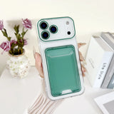 2 In 1 Clear PC Jelly Card Pack Phone Case For iPhone 17 Air 16 15 14 13 12 11 Plus Pro Max Insert Soft Full Frame Bumper Cover