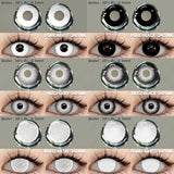 2pcs Cosplay Colored Contact Lenses Crazy White Contact Lenses Anime Black Eye Lenses Halloween Beauty Makeup Lens