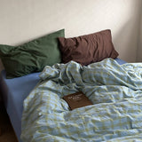 Artistic Sle Retro Plaid 00% Cotton Bedding Set Duvet Cover Pure Cotton Bed eet Bed Canopy Tee Piece Set Quilt Cover