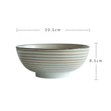 8 Inch Japanese Ramen Bowl Ceramic Noodle Bowl Stripe Design Large Soup Bowl Restaurant Household Retro Tableware