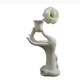 Ceramic Hand Roses Candle Desk Decoration Minimalism Flower Shape Candlestick Candle Stand Modern Decor