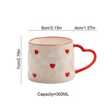 Cute INS Ceramic Mug Creative Hand-Painted Love Heart Coffee Cup Breakfast Milk Cup Afternoon tea Mug Valentine's Day present