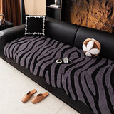 Leopard Pattern Thick Plush Sofa Cover, Irregular Couch Cover, Velvet Furniture Protector, Non-slip Seat Cover, 3 Seater