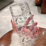 Transparent Silver Star Print Phone Case For iPhone 15 16 Pro Max 11 12 13 14 Mini Funda iPhone 16E 7 8 Plus X XR XS SE2 Cover