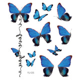 Shiny Butterfly Tattoo Stickers Temporary & Waterproof Removable Winged Animals Pattern Tattoos Insect Flase Tattoo for Party