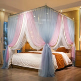 Luxury Double-deck Mosquito Net with Bracket Romantic White Lace Mantle Princess Style Floor-standing Room Decoration