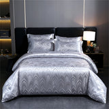 Luxury Satin Jacquard Duvet Cover Set Nordic Double Bed Quilt Cover Bedding Set Adlut Pillowcases Sheet Queen King Home Textiles