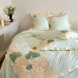 Cotton Bedding Set Lemon Pattern Bed Linens Print Sheet Pillowcase Duvet Cover Set Underwear