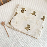 Baby Muslin Blanket 110X130cm Swaddle Blanket Gauze Thin Quilt Floral Print Double Layer Cotton Stroller Cover Kids Bedding