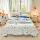 2025 new knitted printed aerobic knitted double yarn soybean summer quilt core summer washable quilt