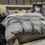 European Luxury Bedding Set Luxury Embroidery Washed Silk Duvet Cover Bed Sheets and Pillowcases King Size Bedding  Set