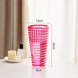 Creative Pink Glass Vase Hydroponics Plant Pots Table Decoration Flowers Arrangement Geometric Edge Vases Room Aesthetic Decor