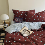 3/4pc Autumn Bedding Set Star Geometric Print Soft Polyester Duvet Cover Set+Bed Sheet Twin Full Queen Home Drom Bedding