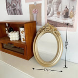 Rustic Carving Frame Gold Mirror Home decor Tray Home Decorative Mirror Bedroom Table Makeup Mirror
