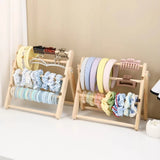 Wooden Material Hair Accessory Organizer 3-layer/4-layer Space-Saving Hair Band Holder Multi-Compartment Jewelry Organizer