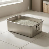 Stainless Steel Tray Side Handles Rectangular Serving Tray Stainless Steel Hotel Pan Seamless Home Container Stackable