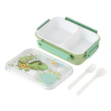 Cartoon Dinosaur Pattern Lunch Box for Kids Compartments Bento Box with fork spoon Students Food Container Outdoor Picnic box