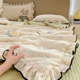 Summer Cooling Quilt Soft Skin-Friendly Air Conditioning Thin Blanket Single/Double Washable Home Textile Princess Wind Style