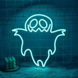 Smiling Ghost Neon Sign USB Dimmable LED Wall Light for Game Room Decor Halloween Party Dorm Home Wall Ambient Hanging Lamp Gift