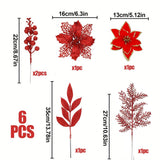 6/12Pcs Artificial Flowers Berry Branches Chritsmas Tree Decoration For Home Decor Xmas New Year Party Supplies Gift Accessories