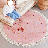 Bedroom Carpet Children's Bedside Floor Mat Round Pink Cute Girl Home Decoration Rug Machine Washable Carpets Kids Rugs