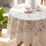 Korean Pastoral Tablecloth Elegant Retro Floral Pattern Dustproof Tablecloth Living Room Cloth Square Pure Cotton Cover Cloth