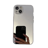 Brief Silver Golden Mirror Shockproof Case for iPhone 16 15 14 13 12 11 Pro Max X XR XS Electroplated Hard Back Cover