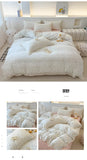 Princess Style Print Bedding Sets Ruffle Lace Bow Quilt Cover Romantic Bedclothes Home Decor Woman Girl Bedroom Duvet Cover 4pcs