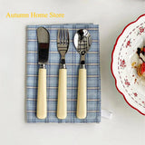 Cream Style Knife Fork Spoon Three Piece Set for Home Use Simple Dessert Spoon Yogurt Spoon Western-style Fork Fruit Fork