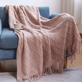 Knitted Twin Size Blanket, Coffee Throw Blanket for Couch Soft Lightweight Breathable Summer Living Room Home Decor Outdoor
