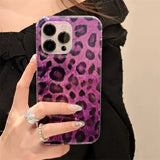 Phone Case for iPhone 17 16 15 14 13 12 11 Pro Max XS X XR 7 8 Plus 17Air Stylish Purple Render Leopard Pattern Soft Laser Cover