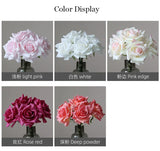 5Heads Curled Edge Rose Bouquet Real Touch Artificial Flowers Rose Wedding Bridal Bouquet Party Festival Home Decor Fake Flowers