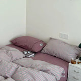 Nordic Striped Pure Cotton Bedding Sets 40S Cotton Skin-Friendly Comfortable Quilt Cover Kit Home Dorm Bedclothes for Seasons