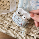 Sky Blue Stripe English Pattern Butterfly Penguin Silicone Shockproof Protection Case for AirPods 1 or 2 3 4 Pro 2 Soft Cover