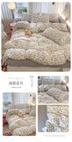 Knitted Class A Bedding Set Floral Style Bed Linen Set Soft Double Yarn Four-Piece Set Quilt Cover Set Bed Sheets Gift for Home