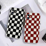 Fashionable Red Checker Case for iPhone 14 13 Pro Max Back Phone Cover for 12 11 Pro Max X XS XR 8 7 Plus SE